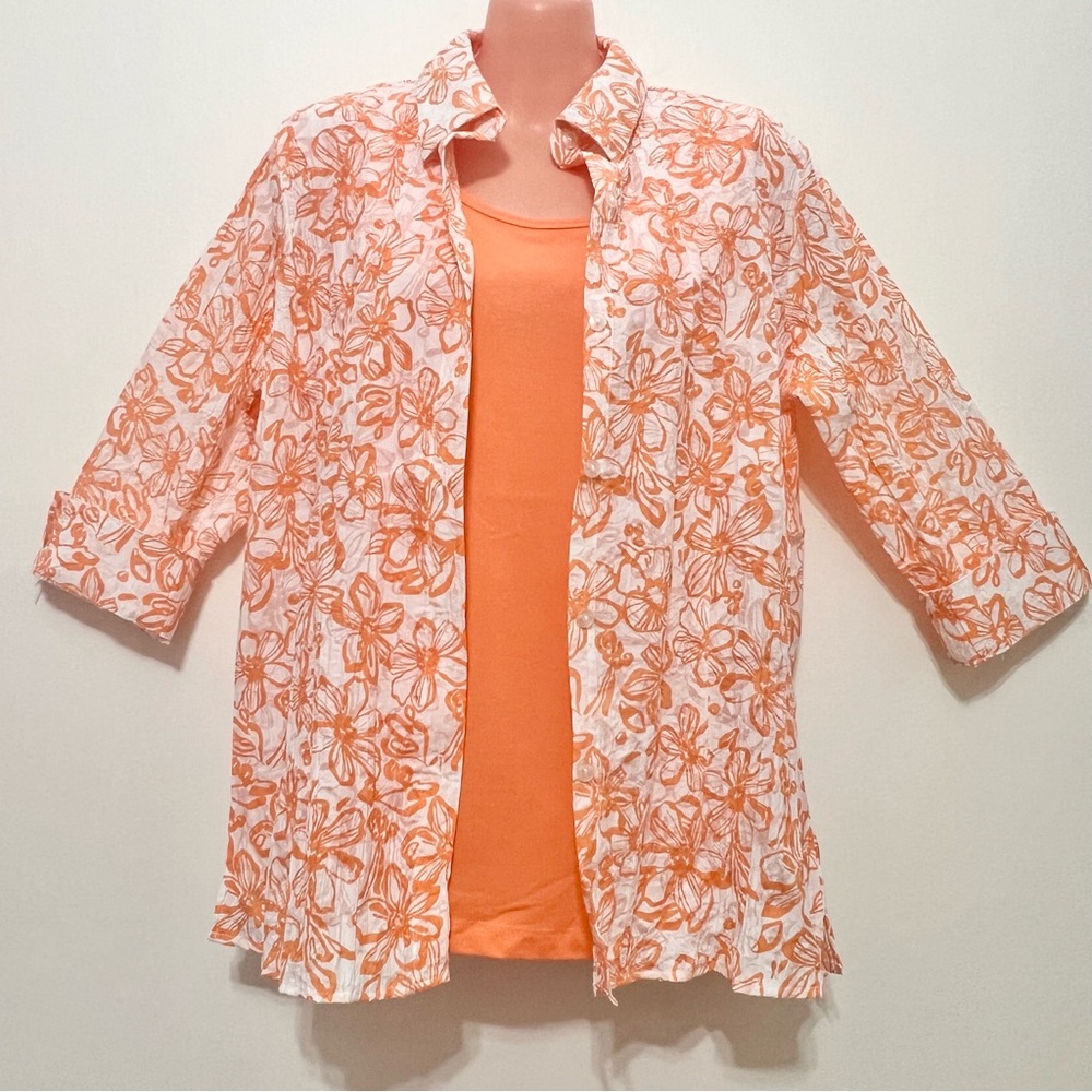 NWOT D & Co. 2 Piece Matching Shirt & Tank Cottagecore Coastal Resortwear